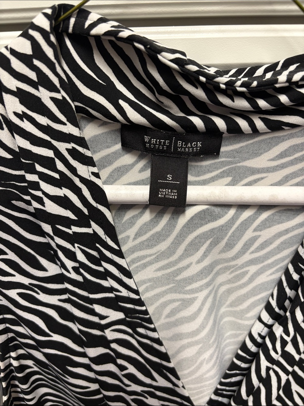 White House Black Market Black & White Zebra-Print Sleeveless Wrap Camisole - Picture 2 of 3